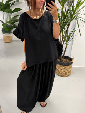 The Side Frill Tunic - Black