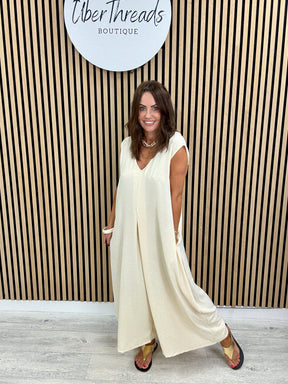 The Tamzin Crop Leg Jumpsuit - Cream