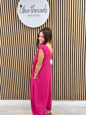The Tamzin Crop Leg Jumpsuit - Cerise
