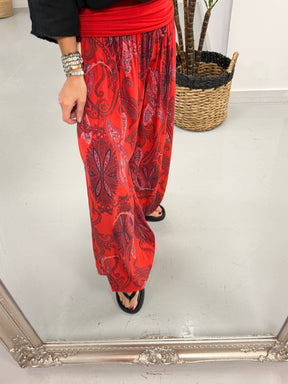 Ali Baba Slouch Pants - Red Paisley