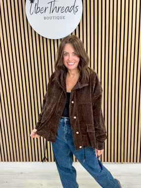 Ranch Funnel Neck Button Jacket  - Chocolate