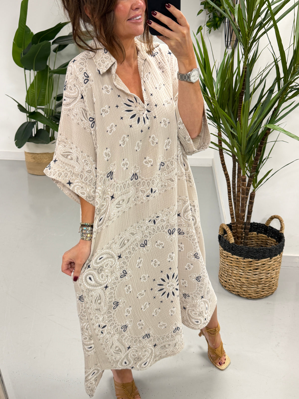 Bandana Valencia Dress - Stone
