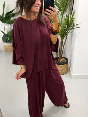 The UTB Weekend Slouch Co-Ord - Wine (Size 2)