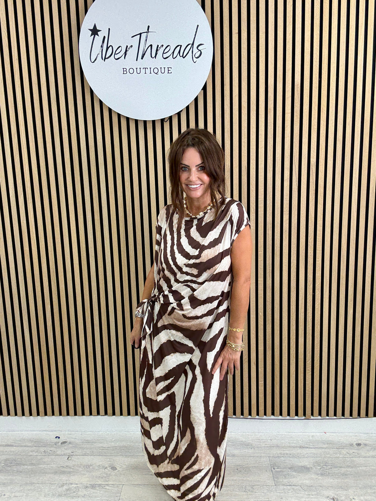 The Animal Side Tie Dress - Chocolate