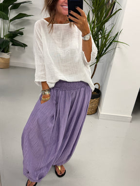 The Shirred TicToc Crinkle Balloon Trouser - Heather