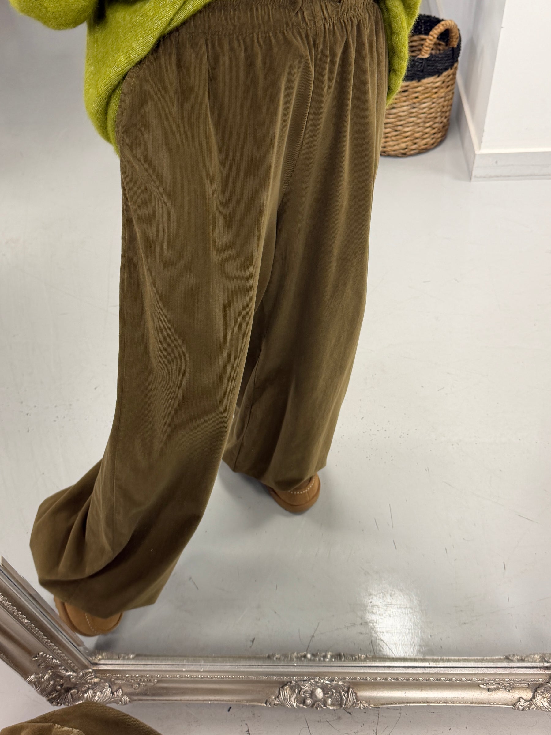 The Balloon Needlecord Trousers - Olive Green   (Size 10-16)