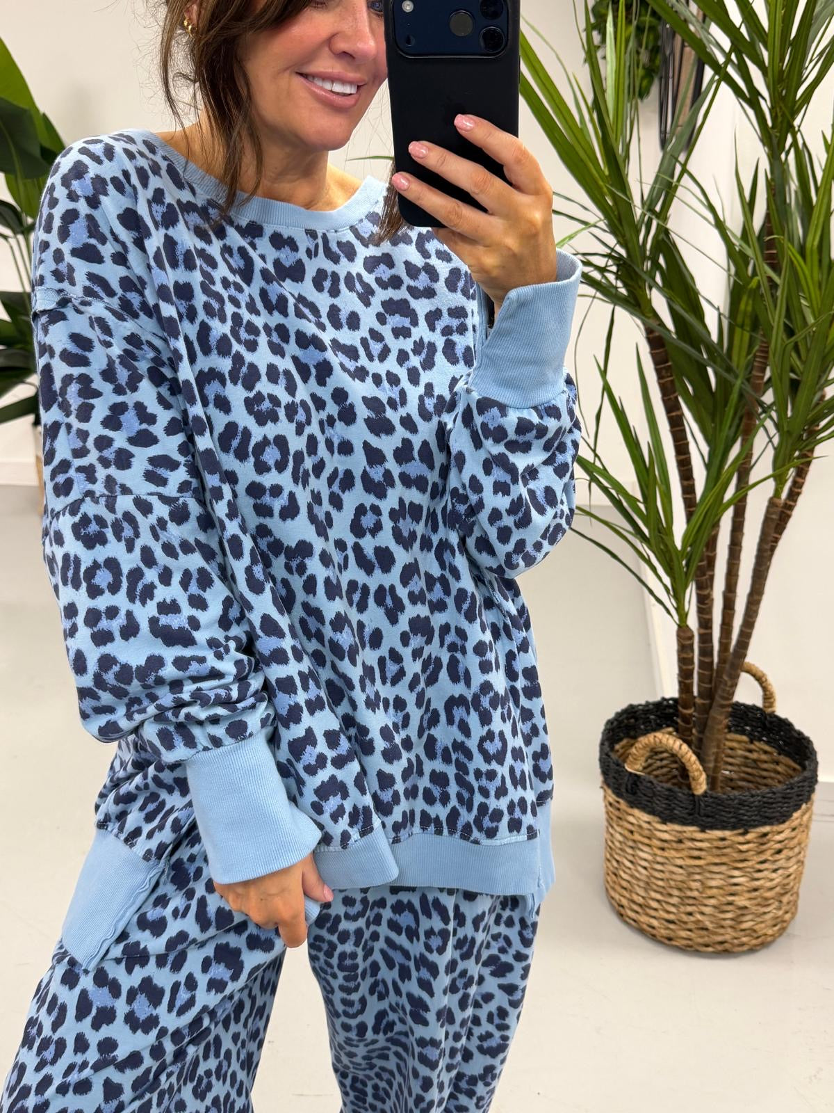 Animal Split Cuff Jersey - Blue