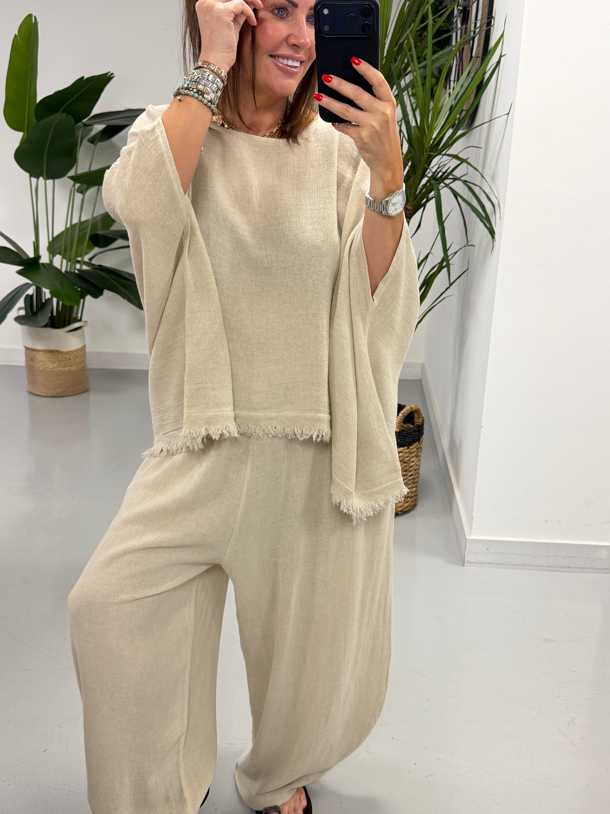 Sahara Frayed Edge Tunic - Cream