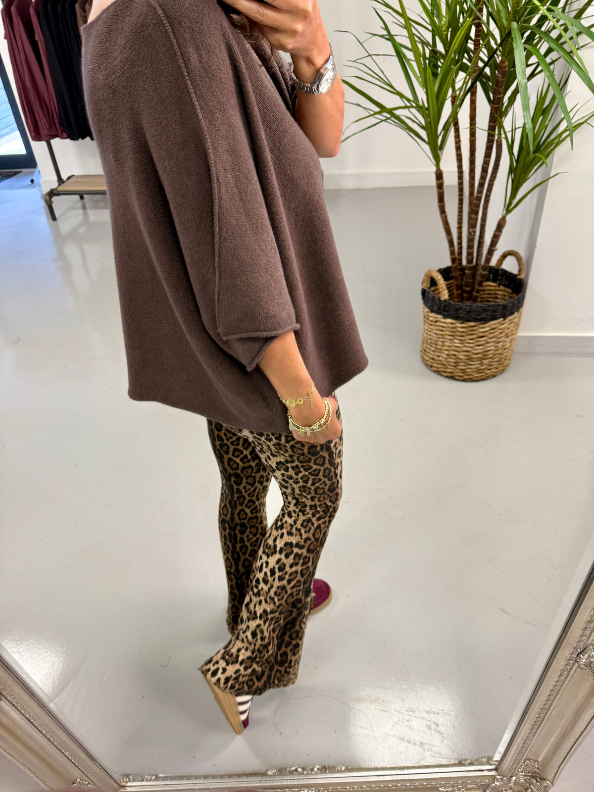 Gracie Crop Sleeve Knit - Chocolate