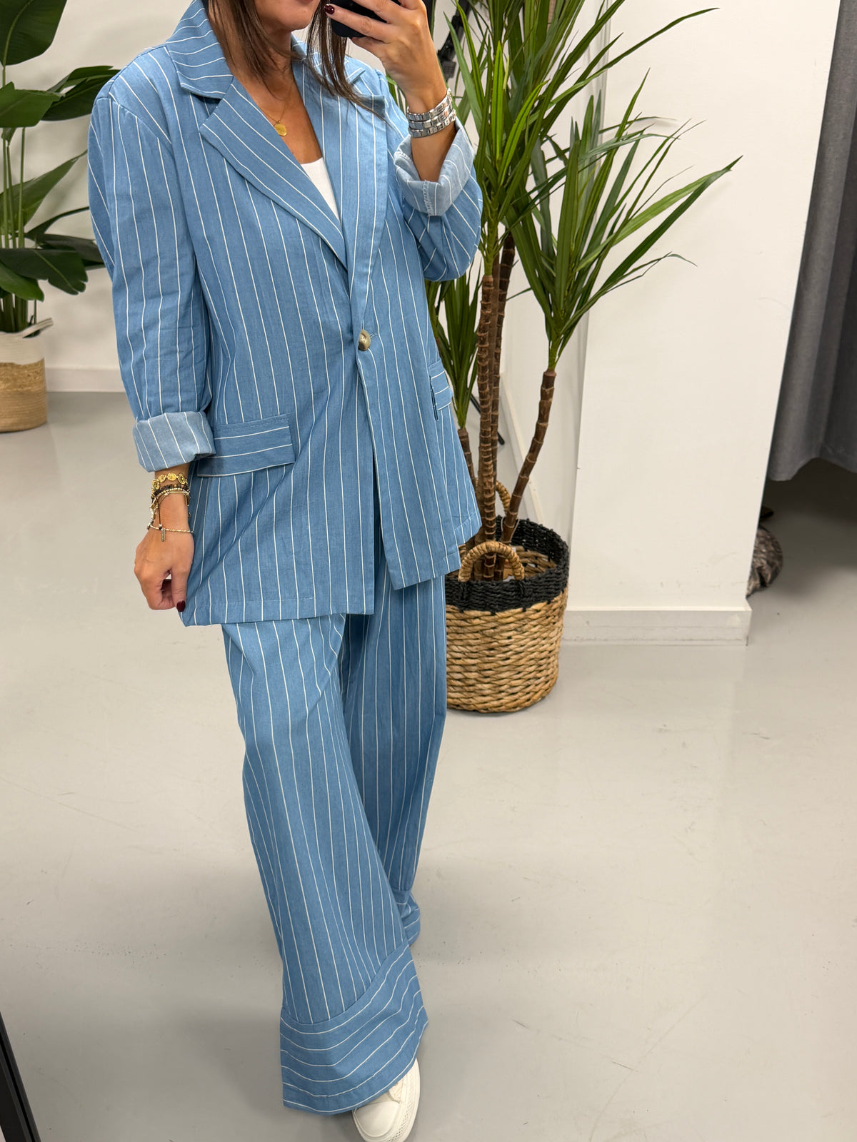 Deniably Denim Stripe Blazer  - Light Stripe