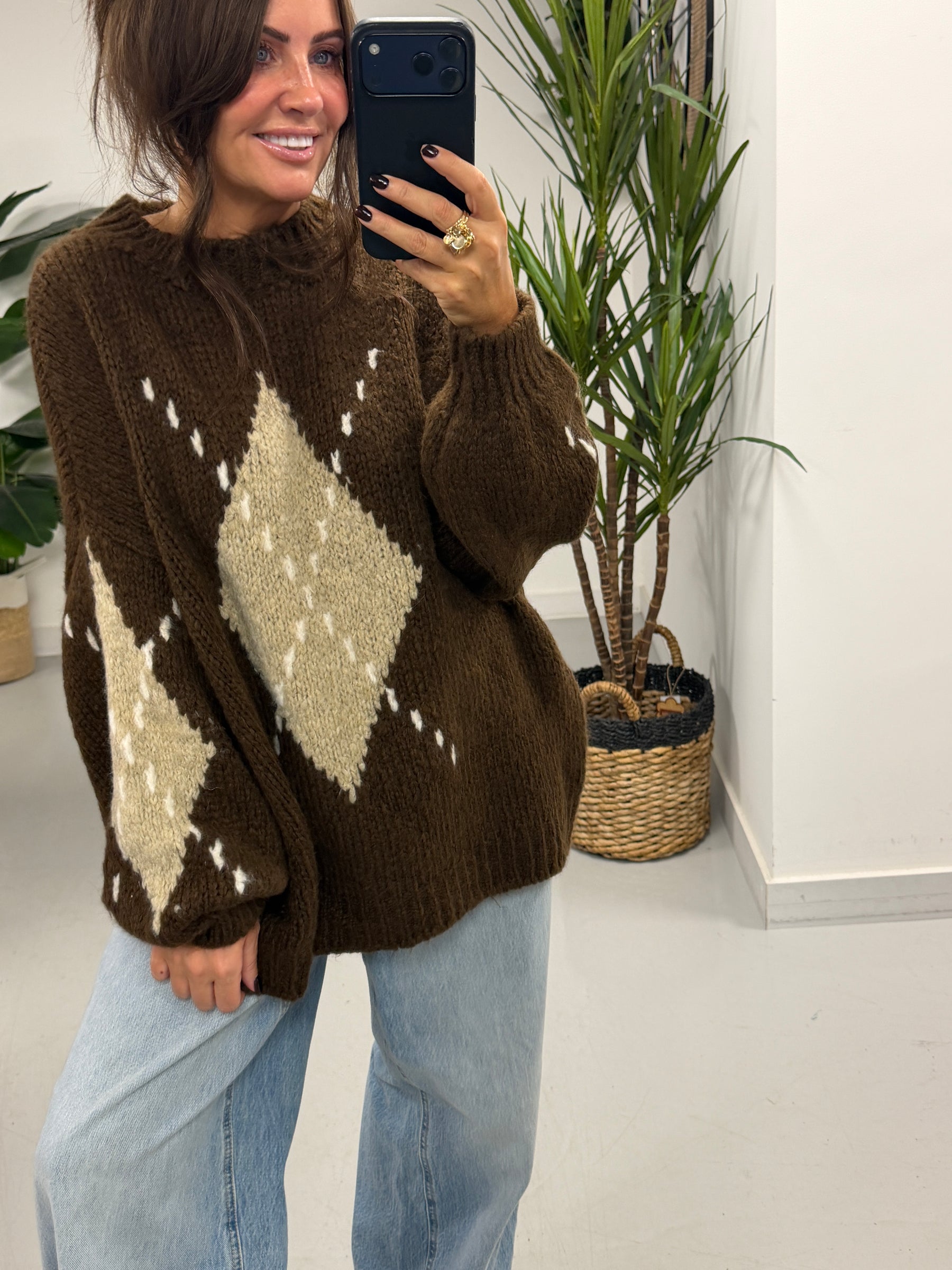 The Argyle Rustic Soft Knit - Chocolate (Size 10-18)