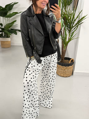 The Polka Stripe Jogger - White