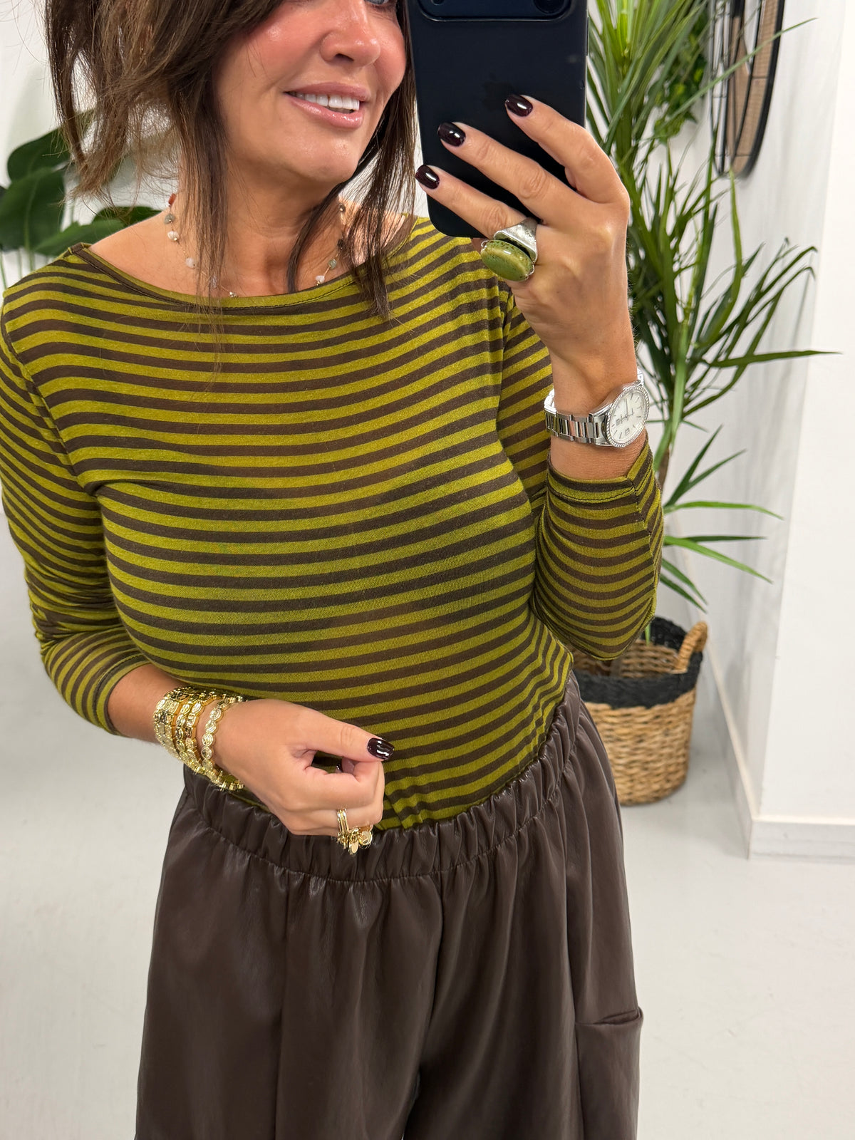 The Cashmere Blend Stripe Mesh - Green  (Size 8-14)