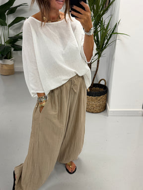 The OG TicToc Crinkle Balloon Trousers - Mushroom
