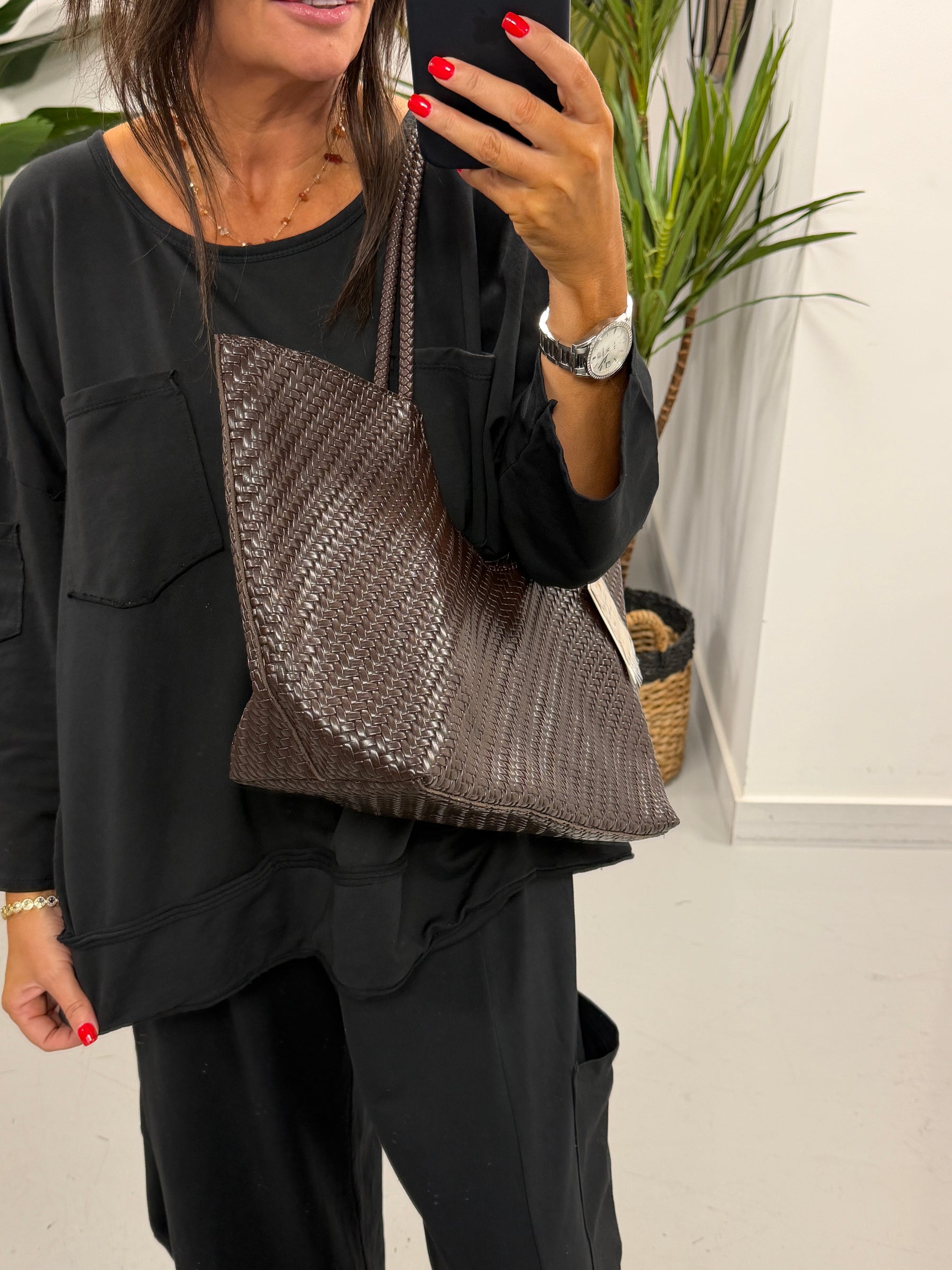The Woven Infusion Inspired Tote Bag - Dark Chocolate