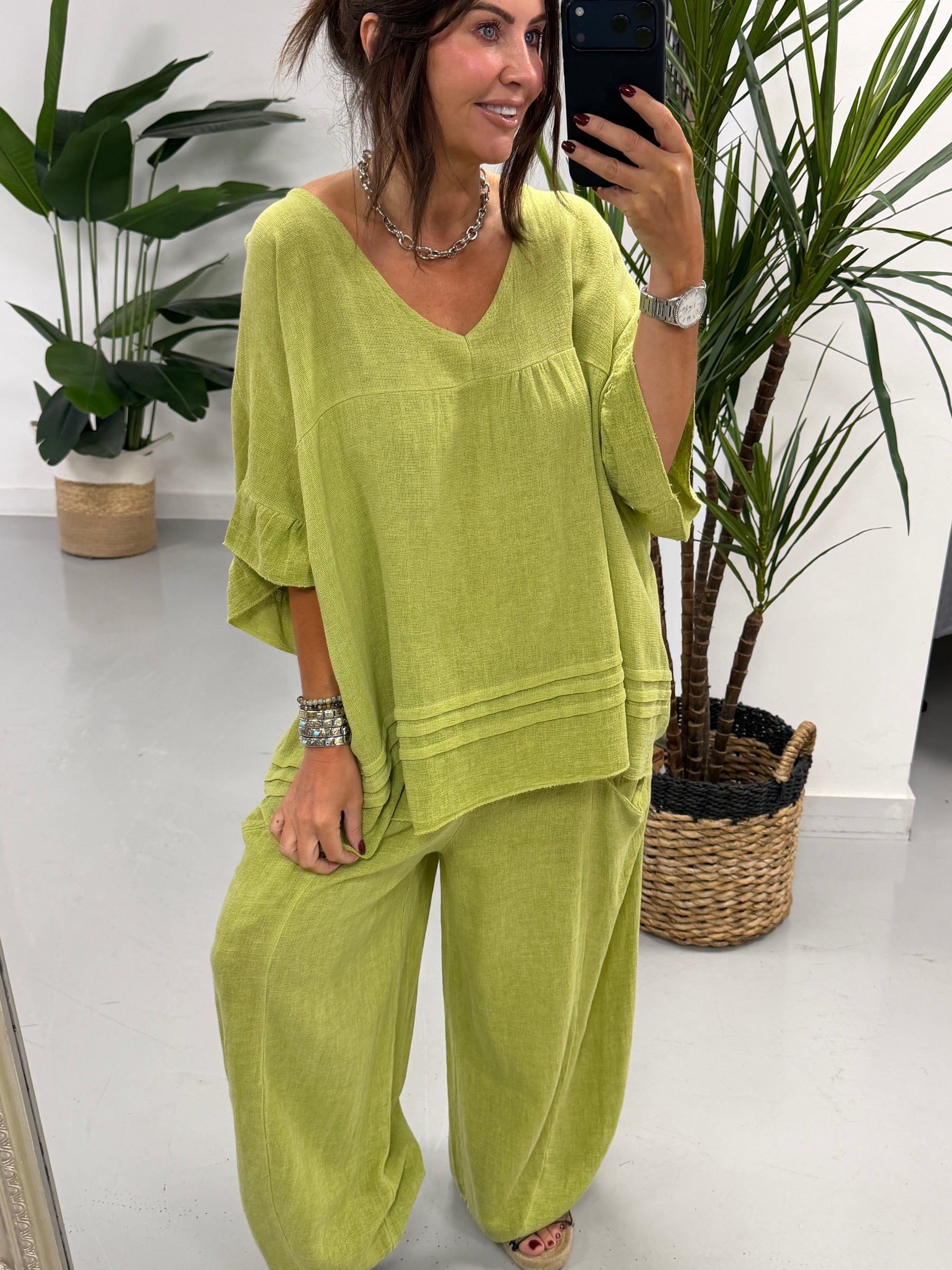 Sahara V Neck Tunic - Pistachio