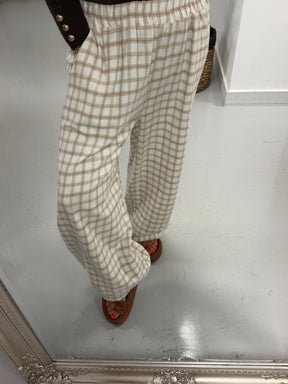 The Charlbury Check Joggers - Cream