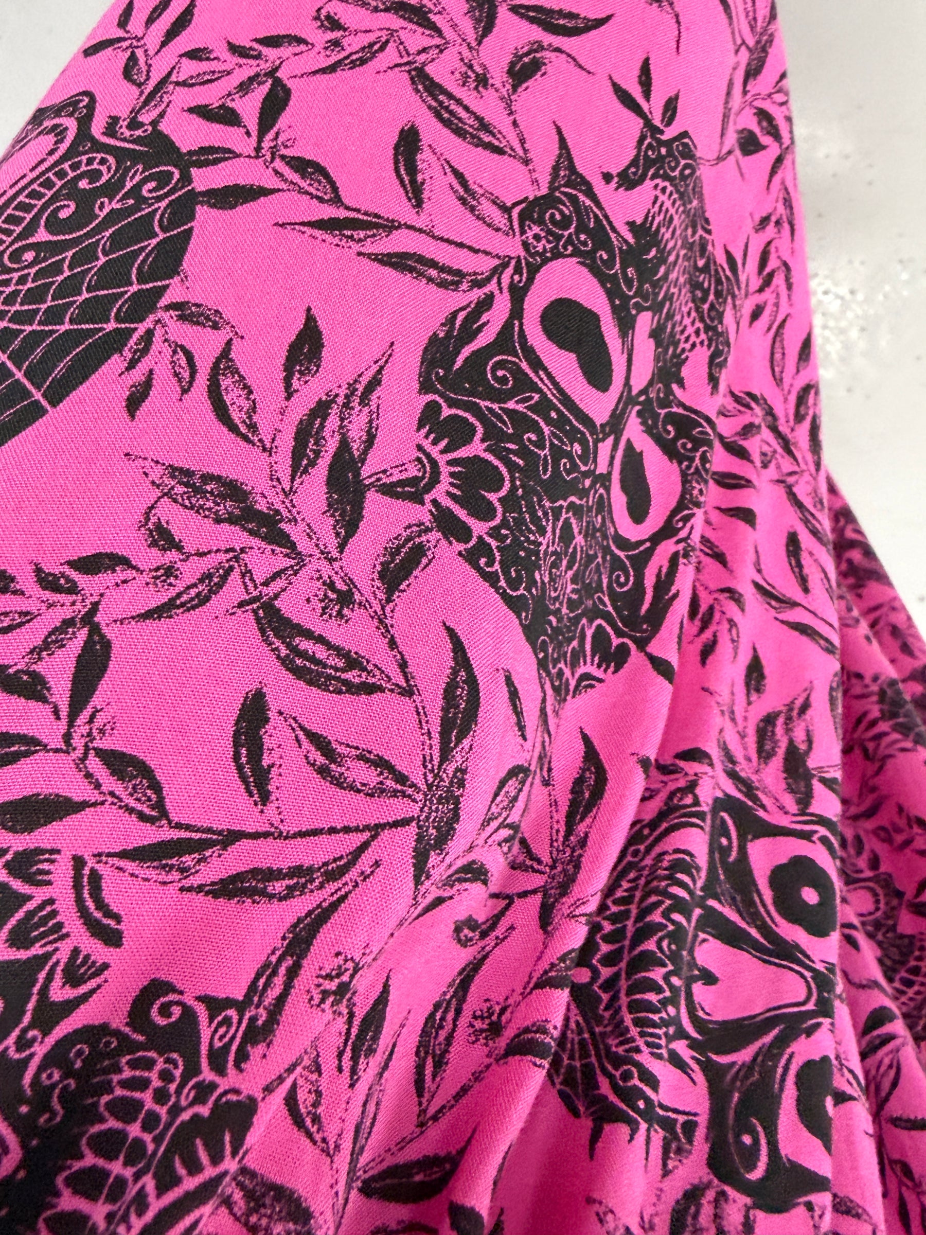 Ali Baba Slouch Pants - Hot Pink Skull