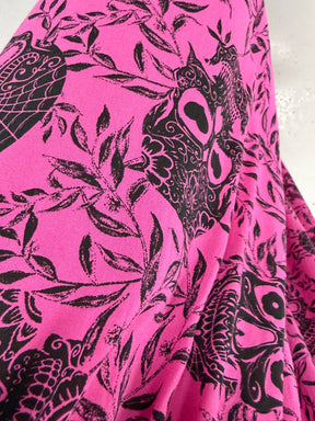 Ali Baba Slouch Pants - Hot Pink Skull