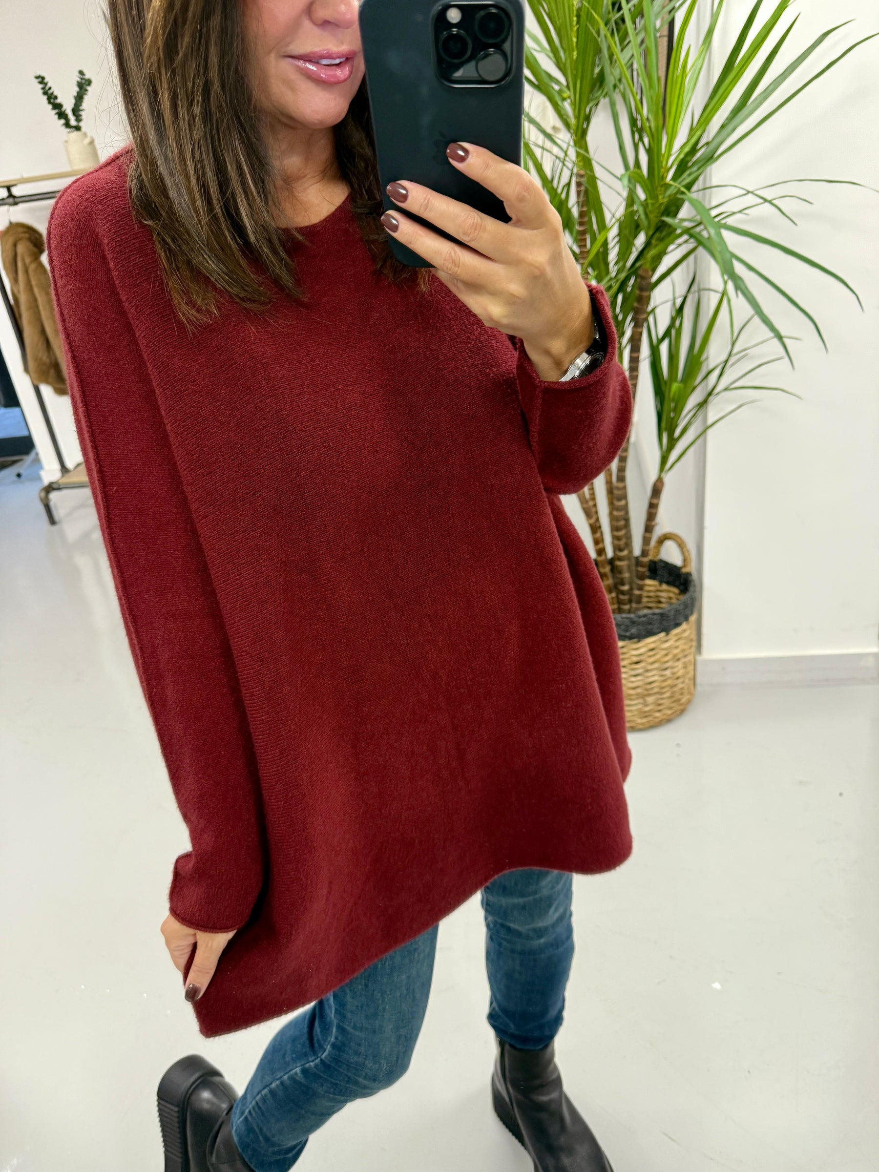 The Chelsea Round Neck Knit - Dark Mulberry