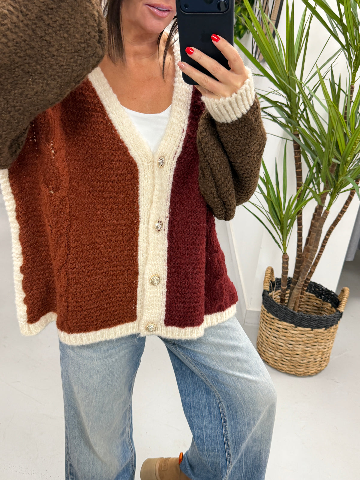 **SALE** The Multi Panel Cardigan - Wine / Rust