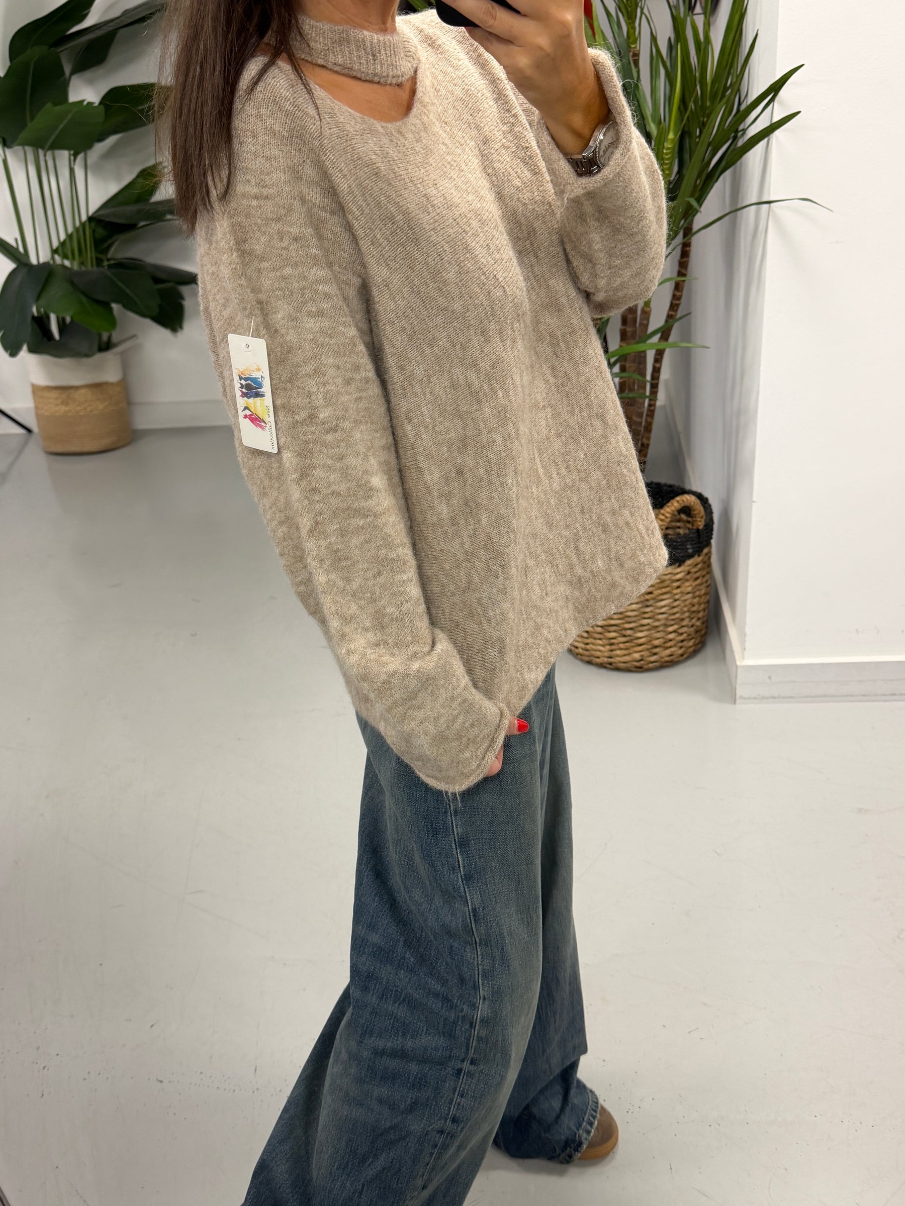 Slash Neck Knit  - Oatmeal (PRE ORDER)