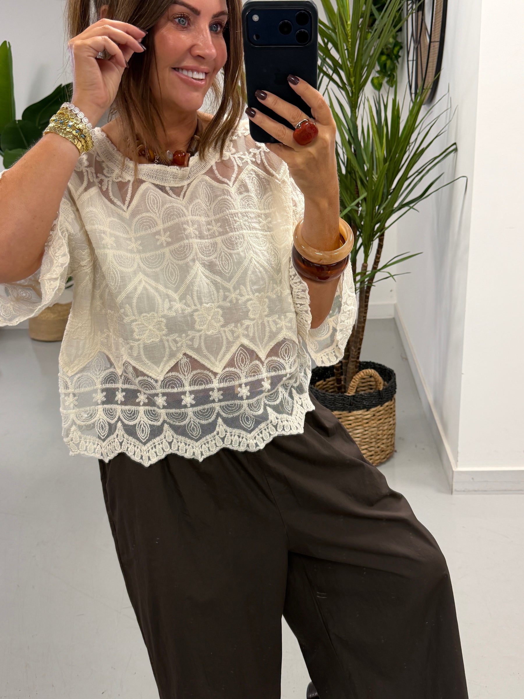 Seville Lace Top - Cream