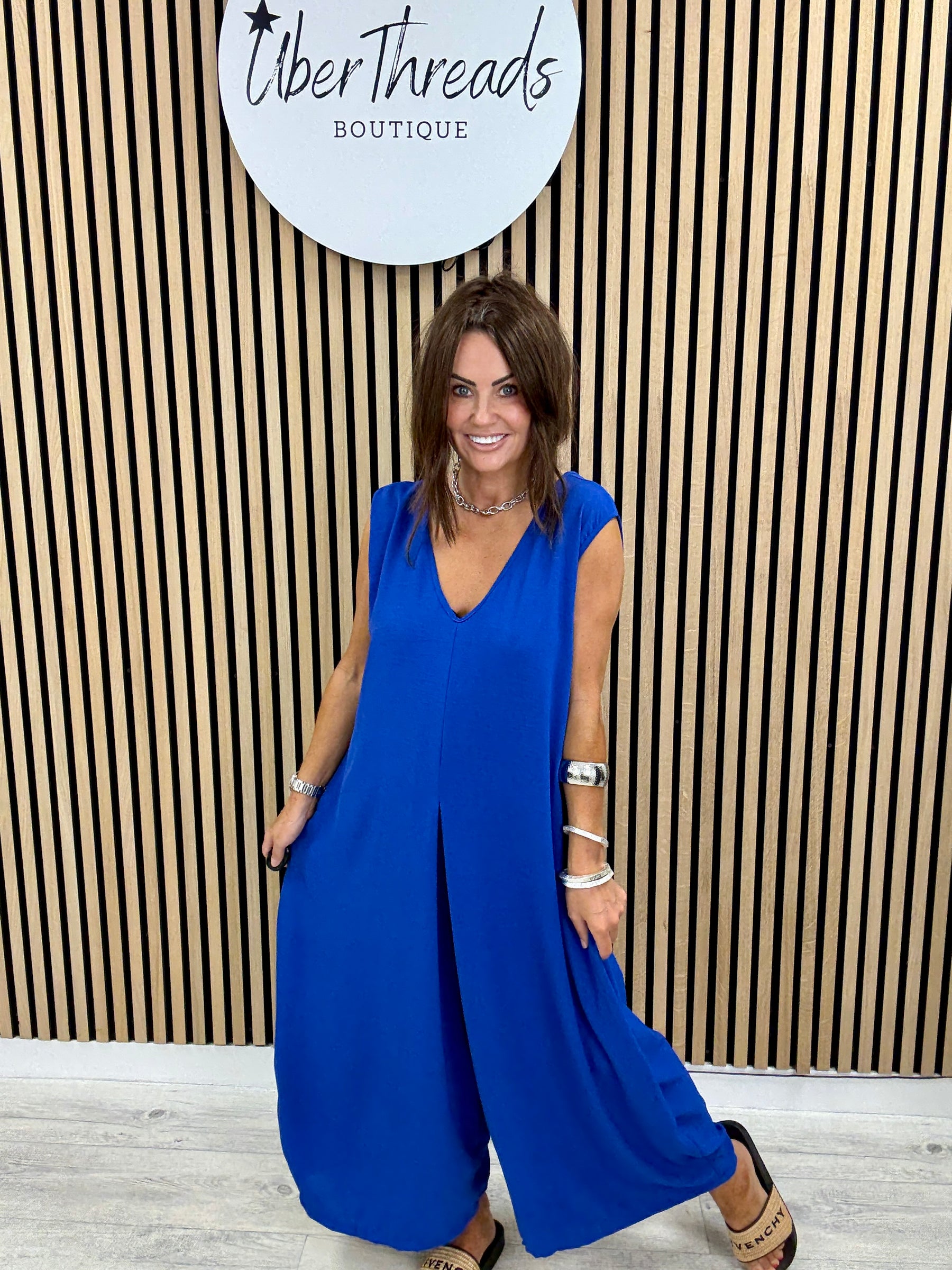 The Tamzin Crop Leg Jumpsuit - Royal Blue