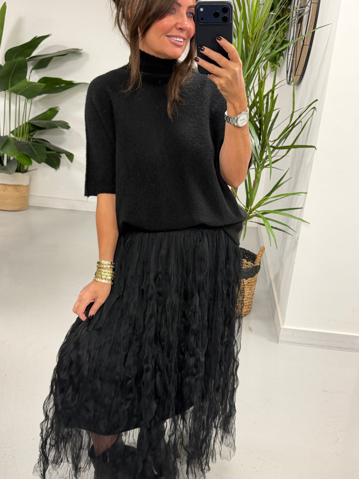 The Liberty Twisty Tulle Skirt - Black (Size 10-18)