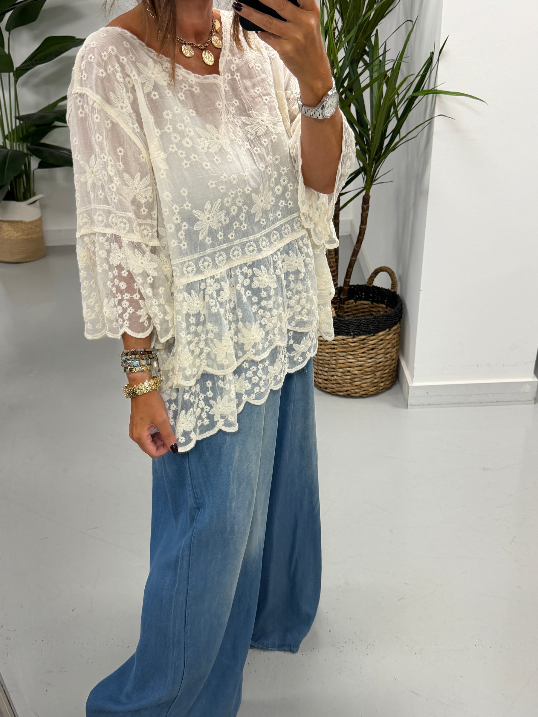 Seville Lace Tunic - Cream