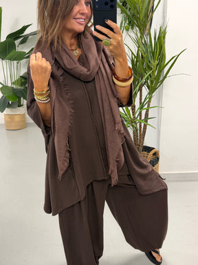 The Freestyle Slouch Handkerchief Hem Sweat - Chocolate