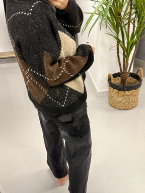 Argyle Crew Neck - Black