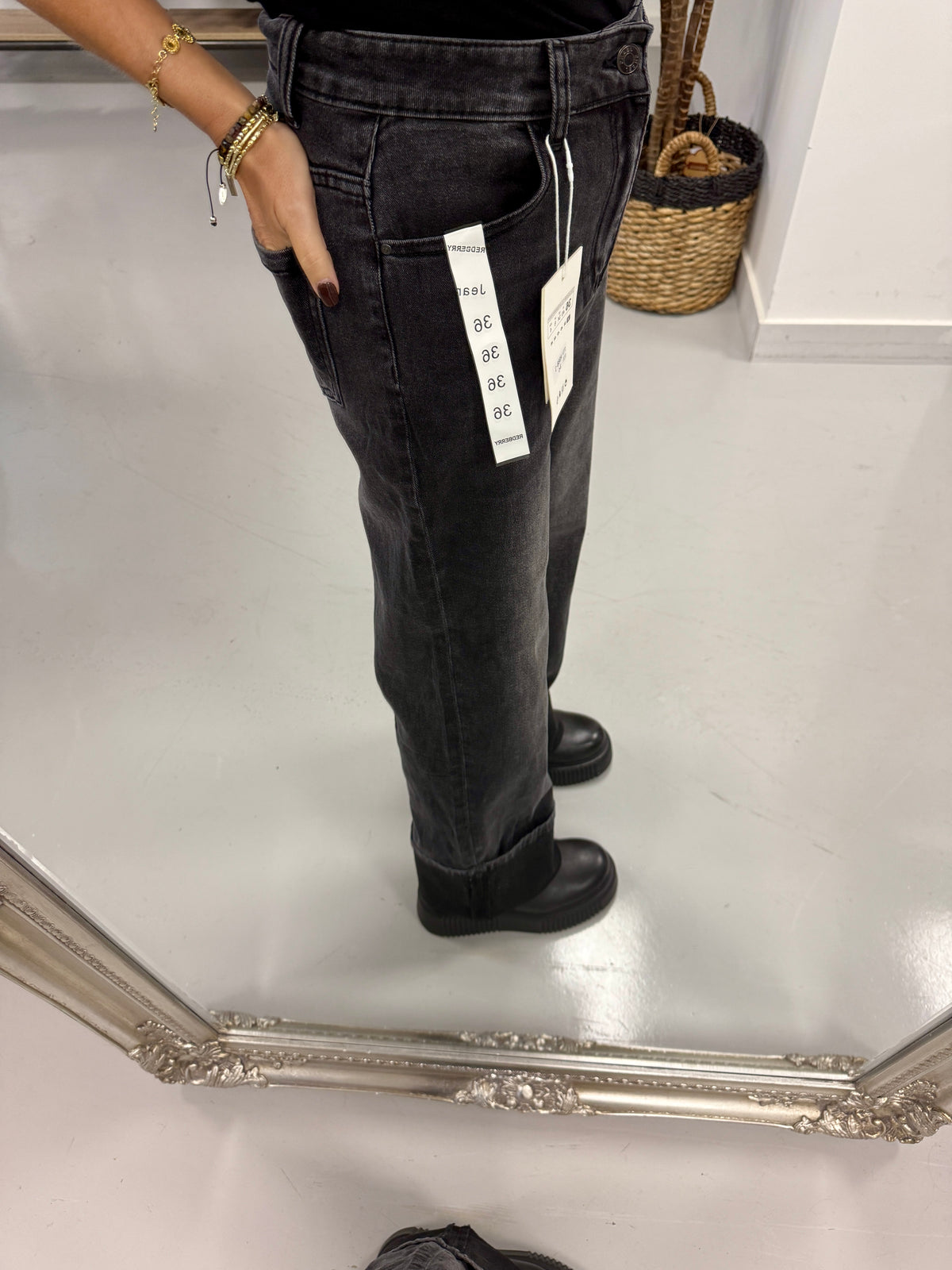 Redberry Turn up Jeans - Dark Grey