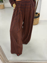 The Autumn Check Barrel Trousers - Rust/Navy