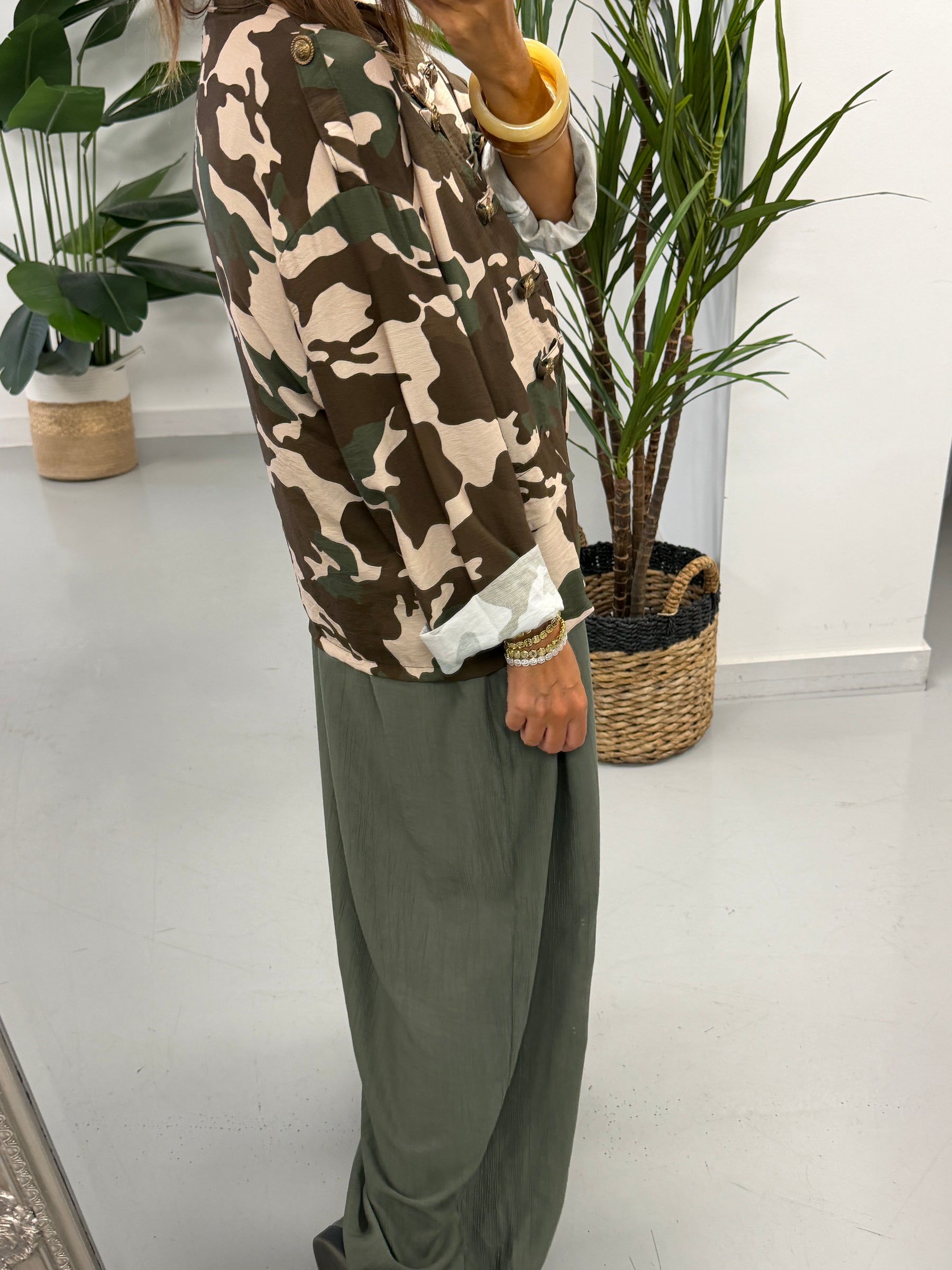Camo Military Jacket Khaki/Chocolate