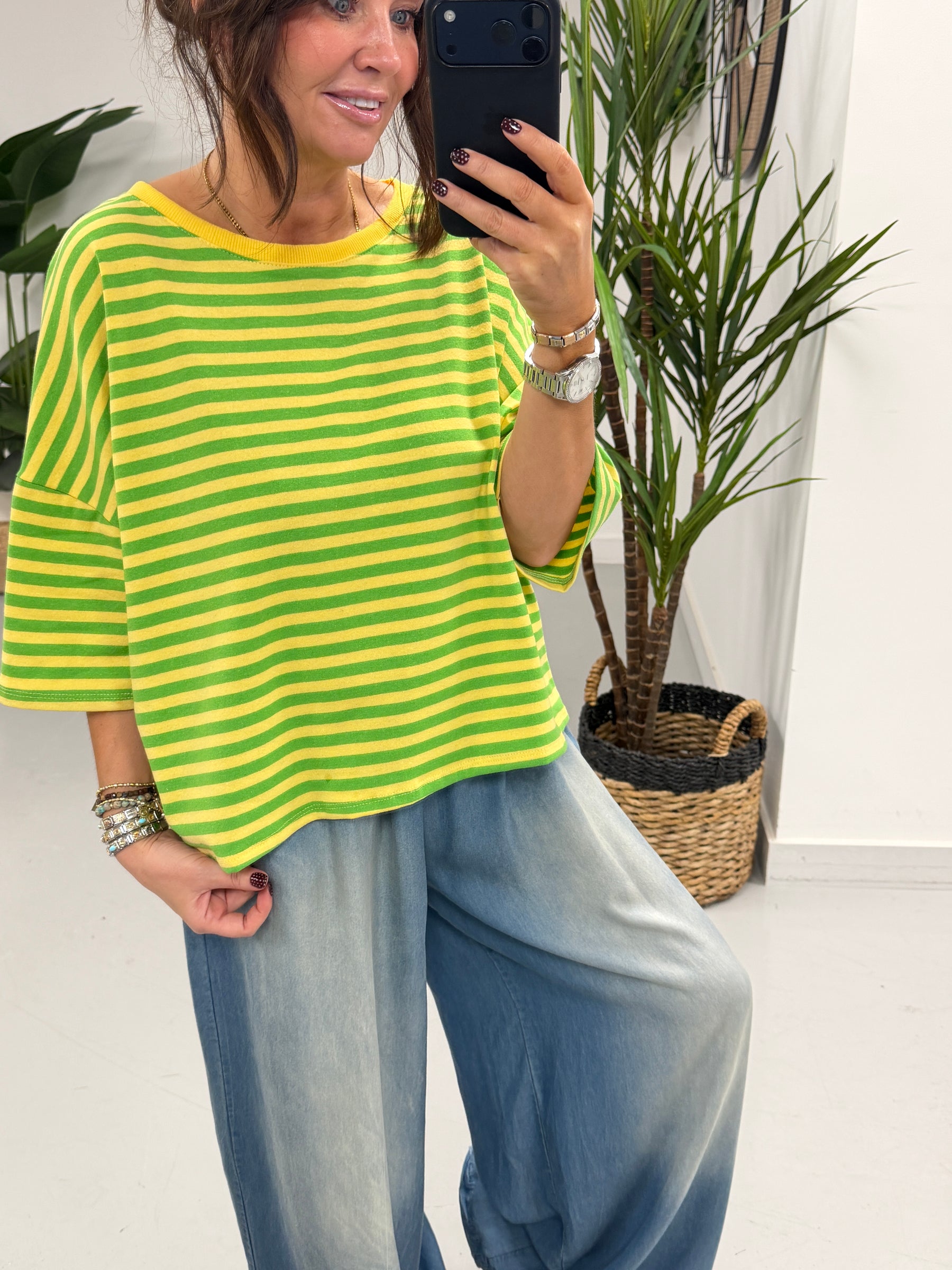 Sugar Rush Stripe Tee - Green/Yellow