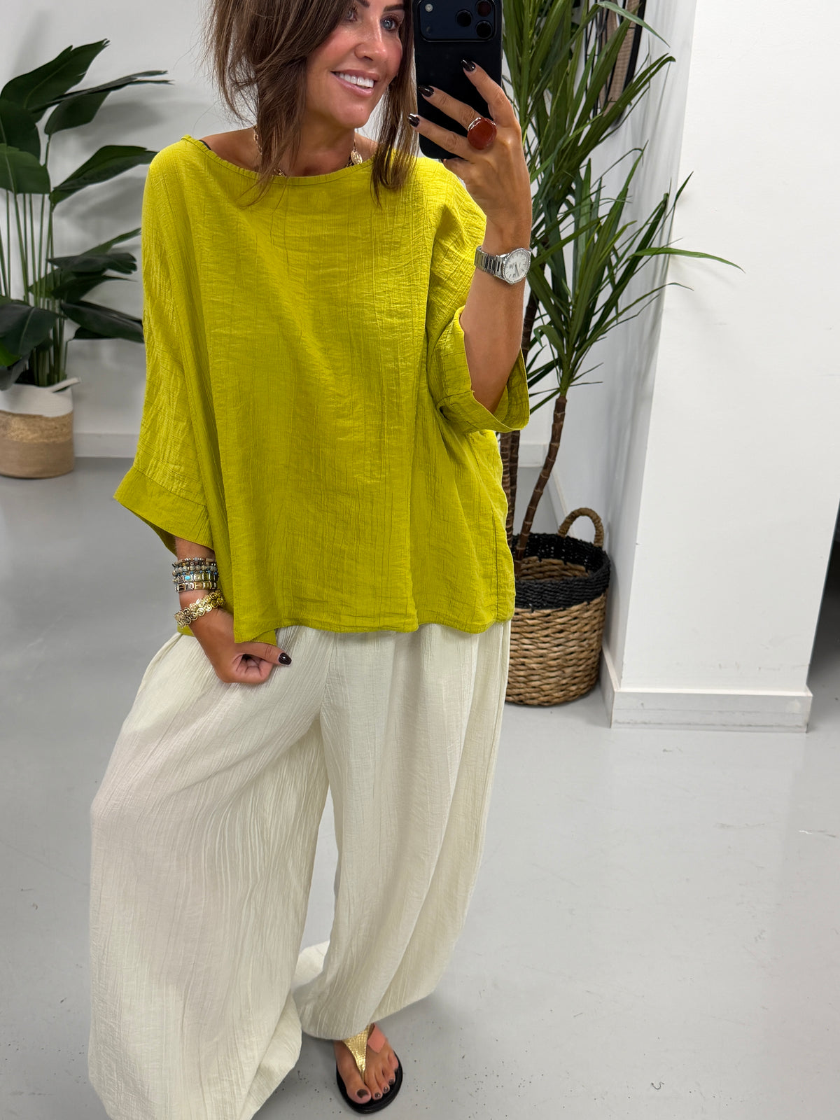 The Crinkle Boxy Tunic - Pistachio