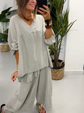 The Vichy Gingham Tunic - Light Mocha