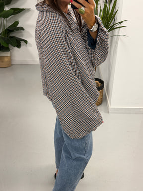 The Plaid Slouchy Bomber - Navy/Wine