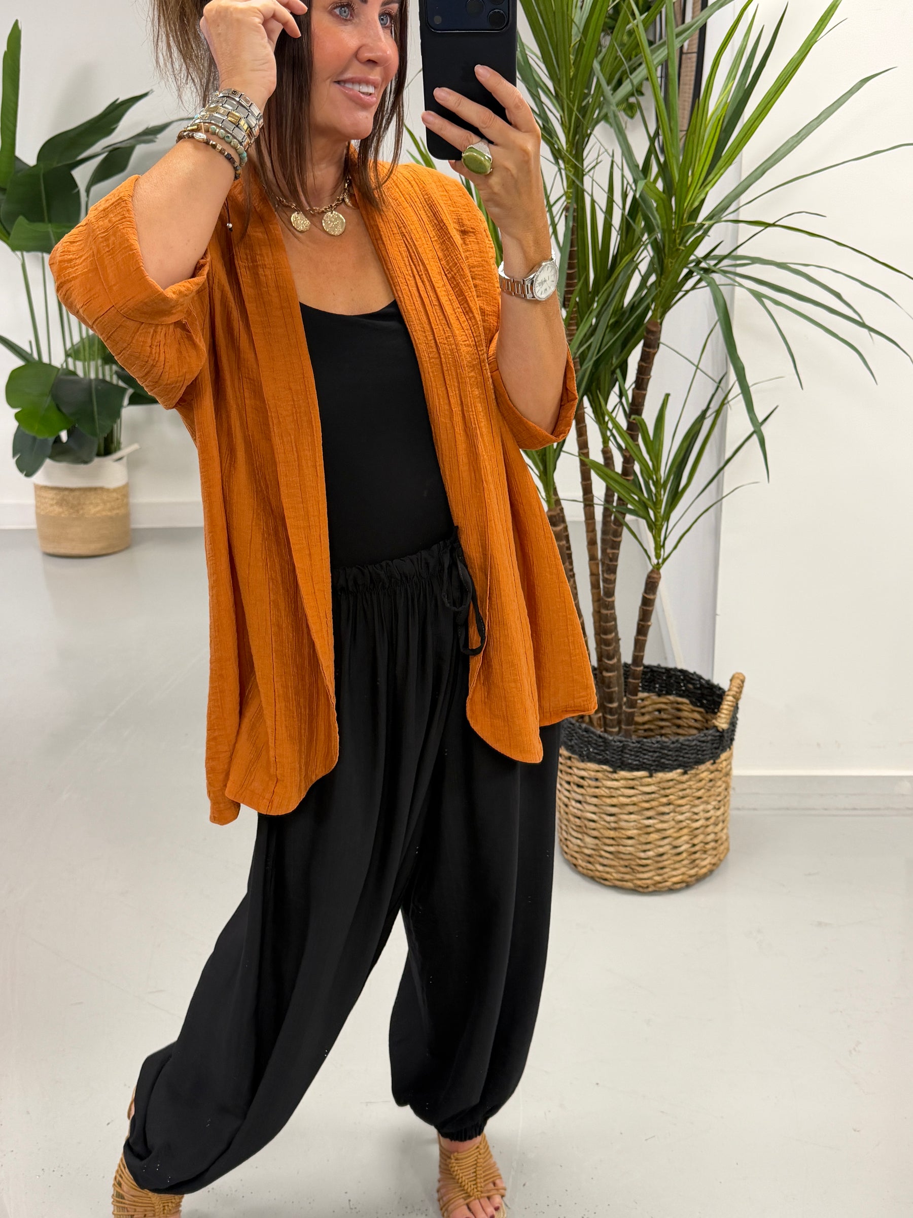 Crinkle Blazer - Rust