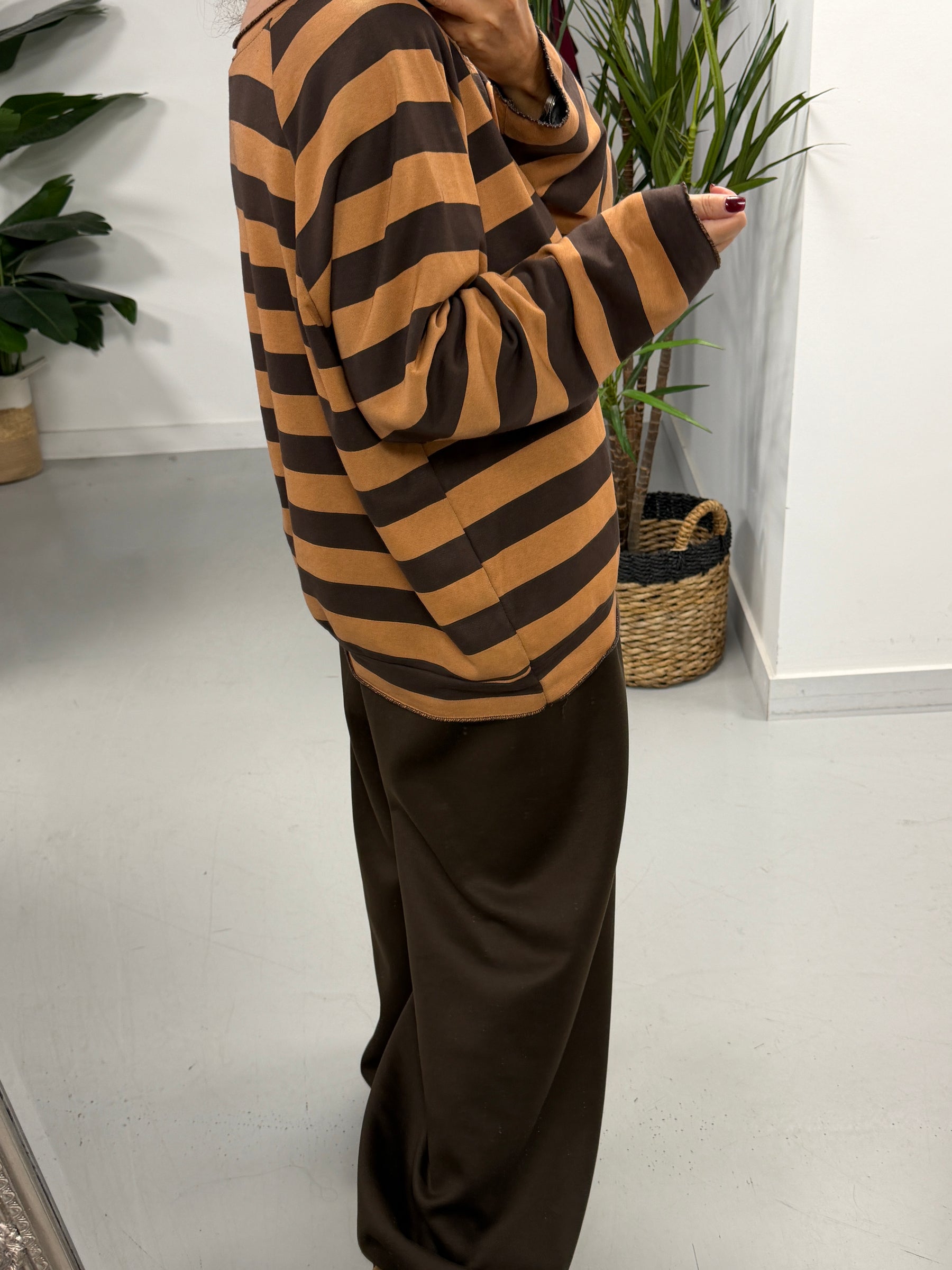 Sunset Stripe Raw Edge - Copper/Chocolate  (Size 10-16)