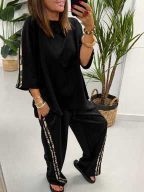 The Delux Jersey Camo Print Trim Tracksuit - Black