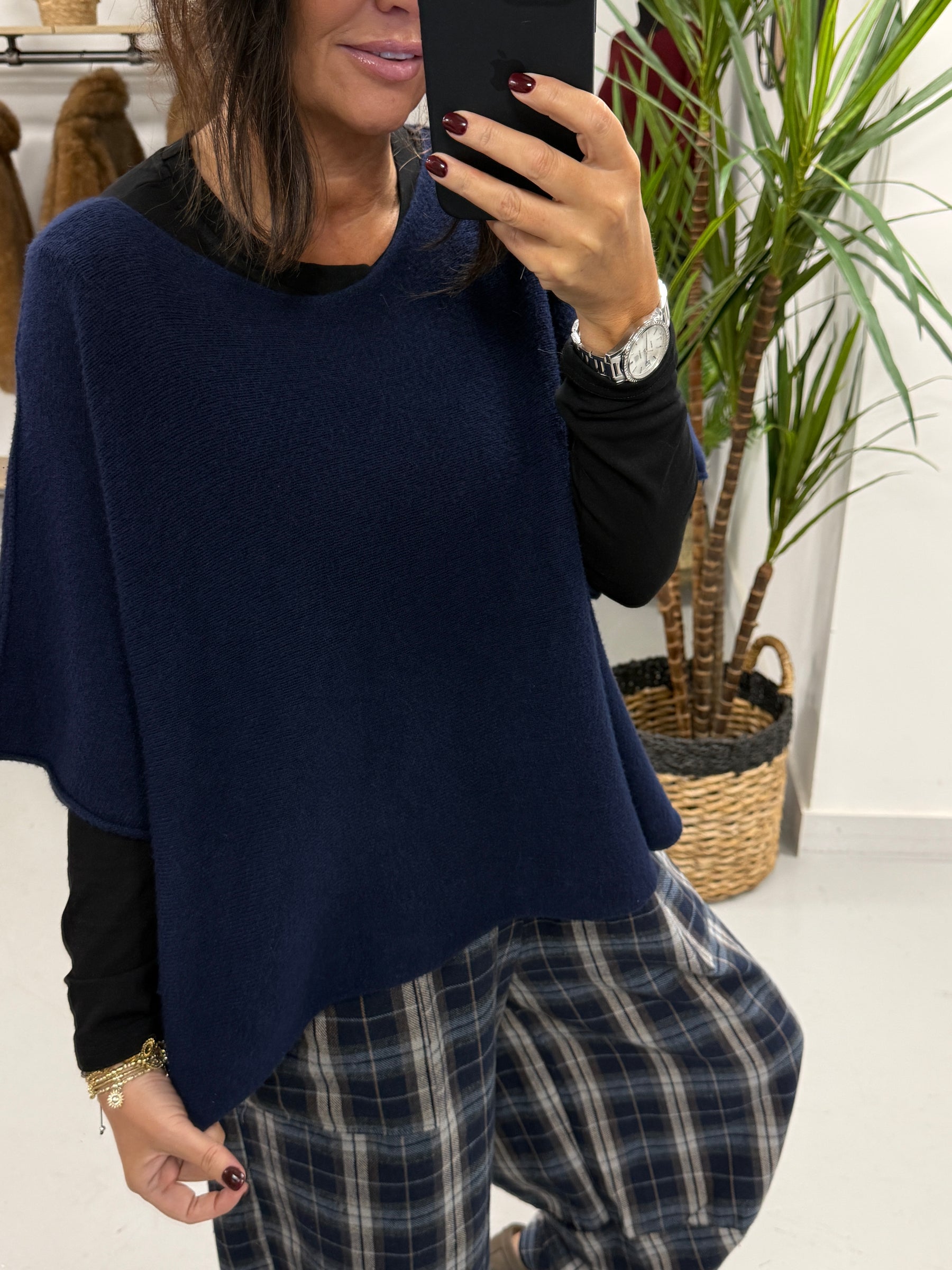 Gracie Crop Sleeve Knit - Navy