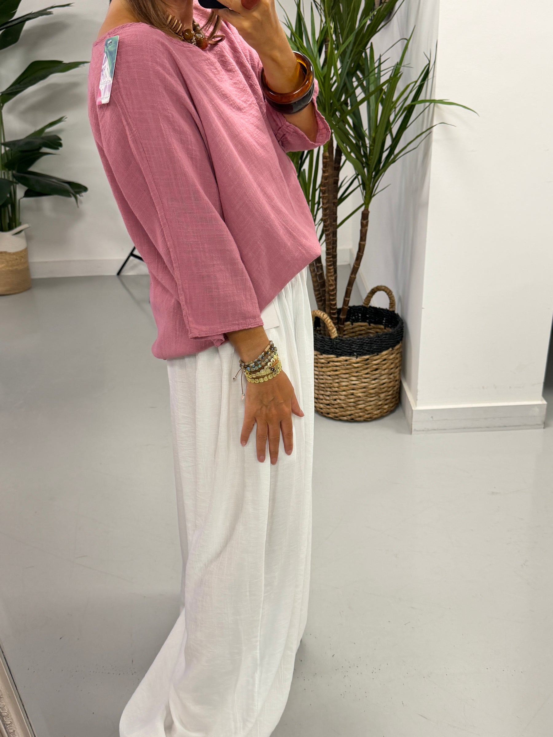 Basic Cotton Top -  Raspberry