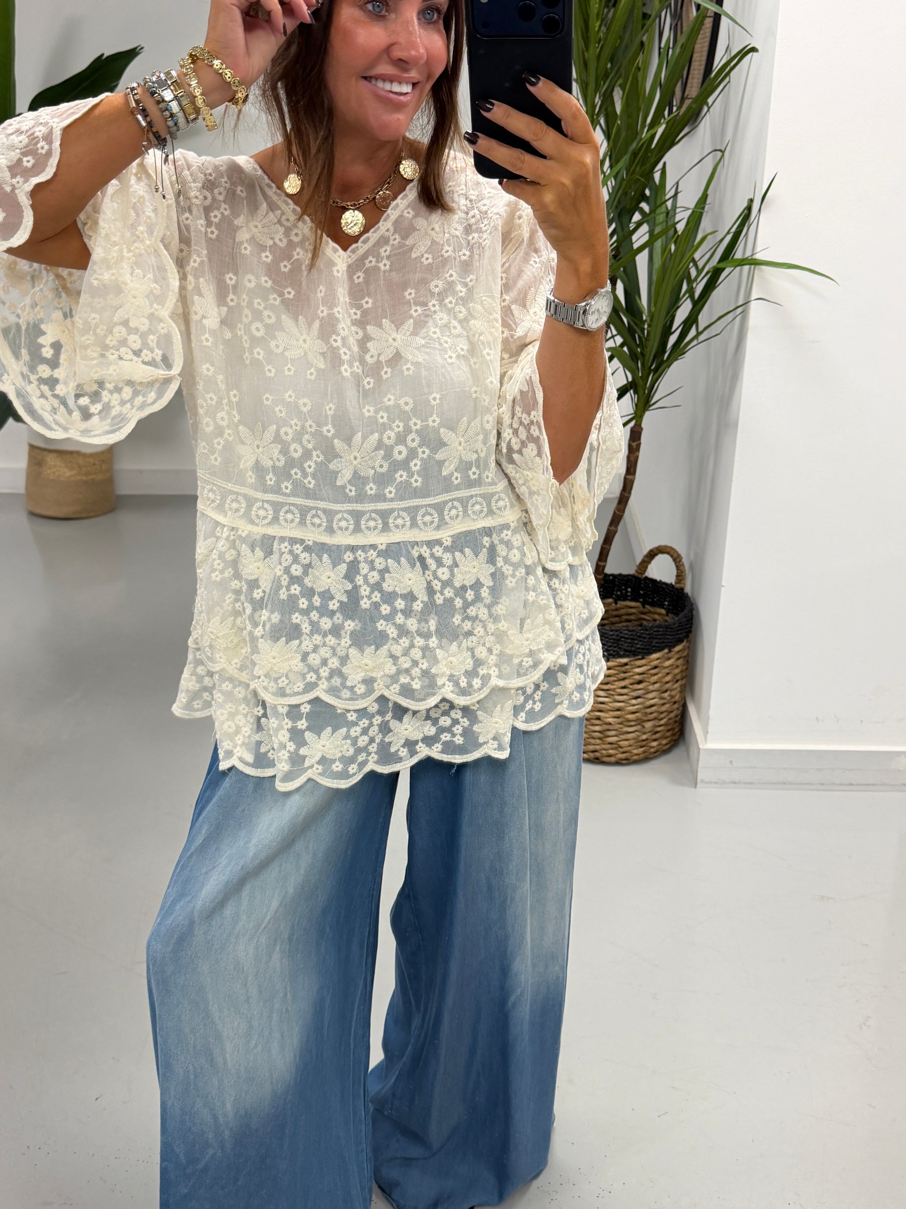 Seville Lace Tunic - Cream