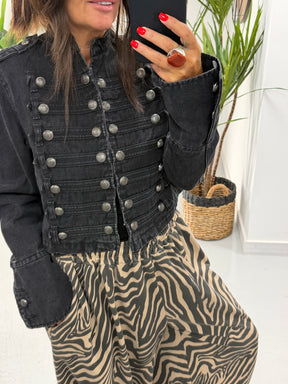 The Jude Cropped Military Denim Jacket