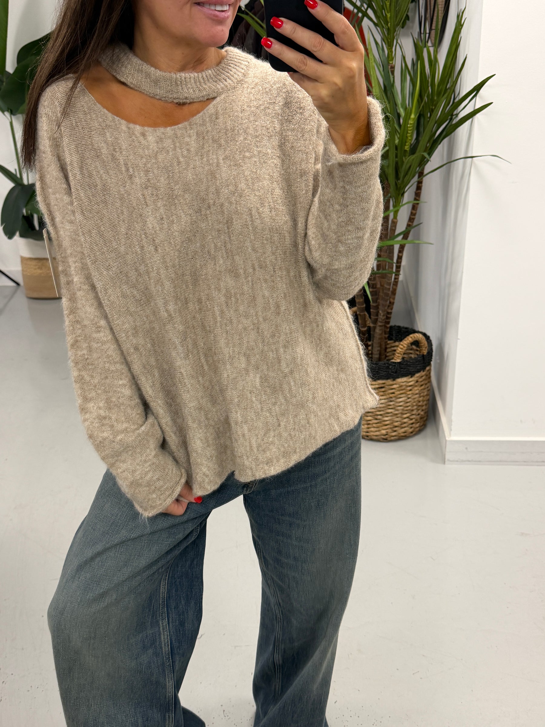 Slash Neck Knit  - Oatmeal (PRE ORDER)