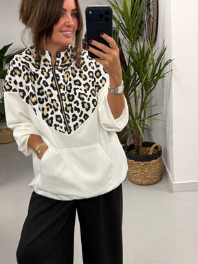 Animal Scuba Zip Up Sweater- Winter White (Size 12-16)