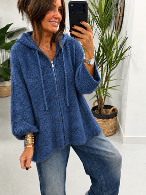 Hooded Zipped Cardigan - Blue (Size 12-18)