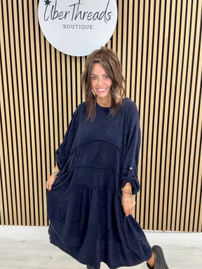 The Slouch Pocket Dress - Navy